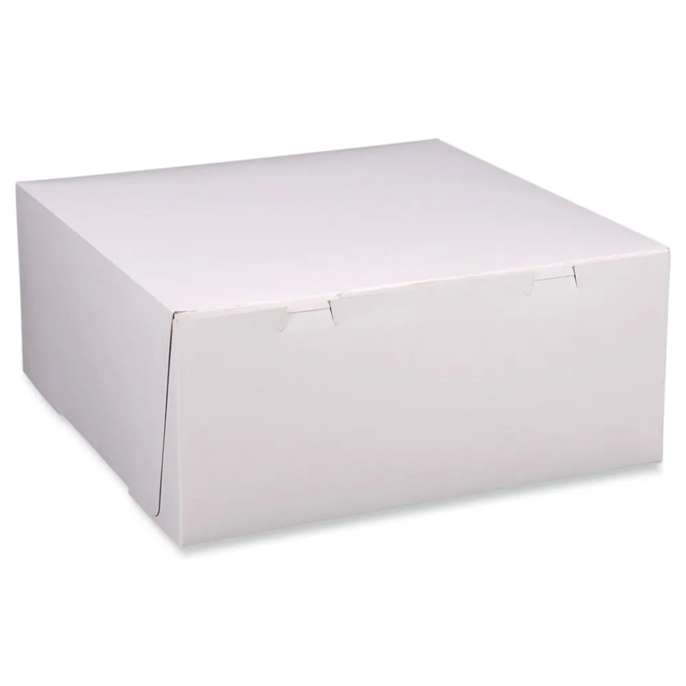 New 12 in. x 12 in. x 5 in. Paper Standard Bakery Boxes - White (100/Carton) Tabletop And Serveware