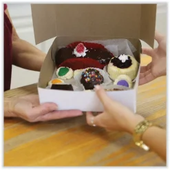 New 12 in. x 12 in. x 5 in. Paper Standard Bakery Boxes - White (100/Carton) Tabletop And Serveware