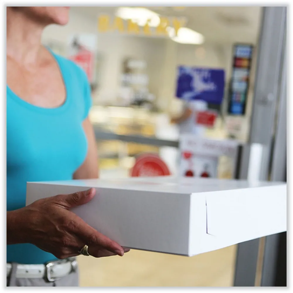 New 12 in. x 12 in. x 5 in. Paper Standard Bakery Boxes - White (100/Carton) Tabletop And Serveware
