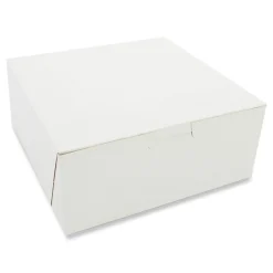 7 in. x 7 in. x 3 in. Paper Standard Bakery Boxes - White (250/Carton) Tabletop And Serveware