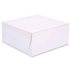 9 in. x 9 in. x 4 in. Paper Standard Bakery Boxes - White (200/Carton) Tabletop And Serveware
