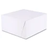 Sale 10 in. x 10 in. x 5 in. Standard Paper One-Piece Non-Window Bakery Boxes - White/Brown (100/Bundle) Tabletop And Serveware