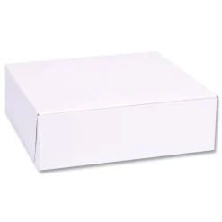 Hot 8 in. x 2.5 in. x 8 in. Standard Paper One-Piece Non-Window Bakery Boxes - White (250/Bundle) Tabletop And Serveware