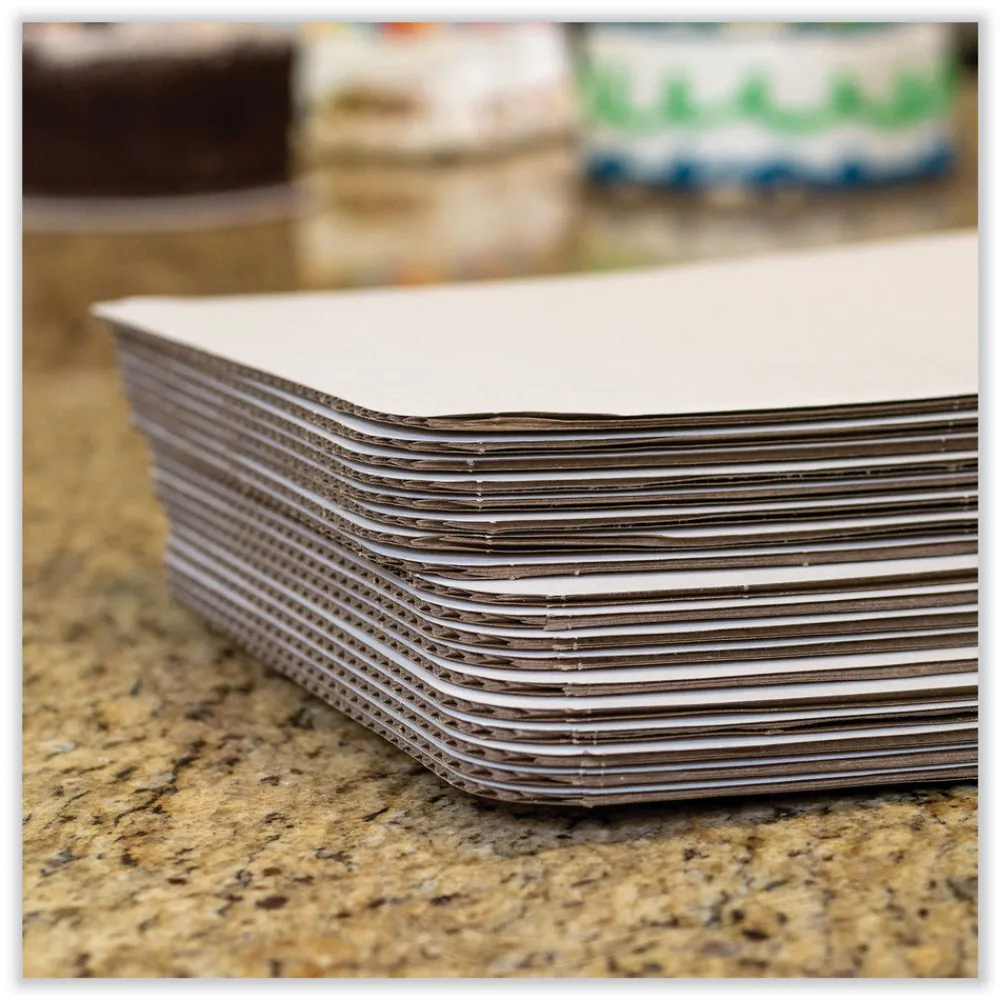Hot Double Wall Pad Paper 10 in. x 14 in. Bakery Bright White Cake Pad - White (100/Carton) Tabletop And Serveware