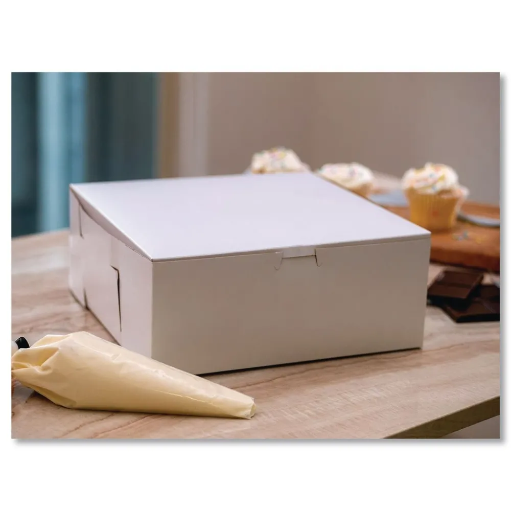 Best SCH 0989 12 in. x 12 in. x 6 in. Paper One-Piece Non-Window Bakery Boxes - White (50/Carton) Tabletop And Serveware