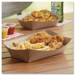 Hot SCH 0513 1 lbs. Capacity Paper Eco Food Trays - Brown (1000/Carton) Tabletop And Serveware