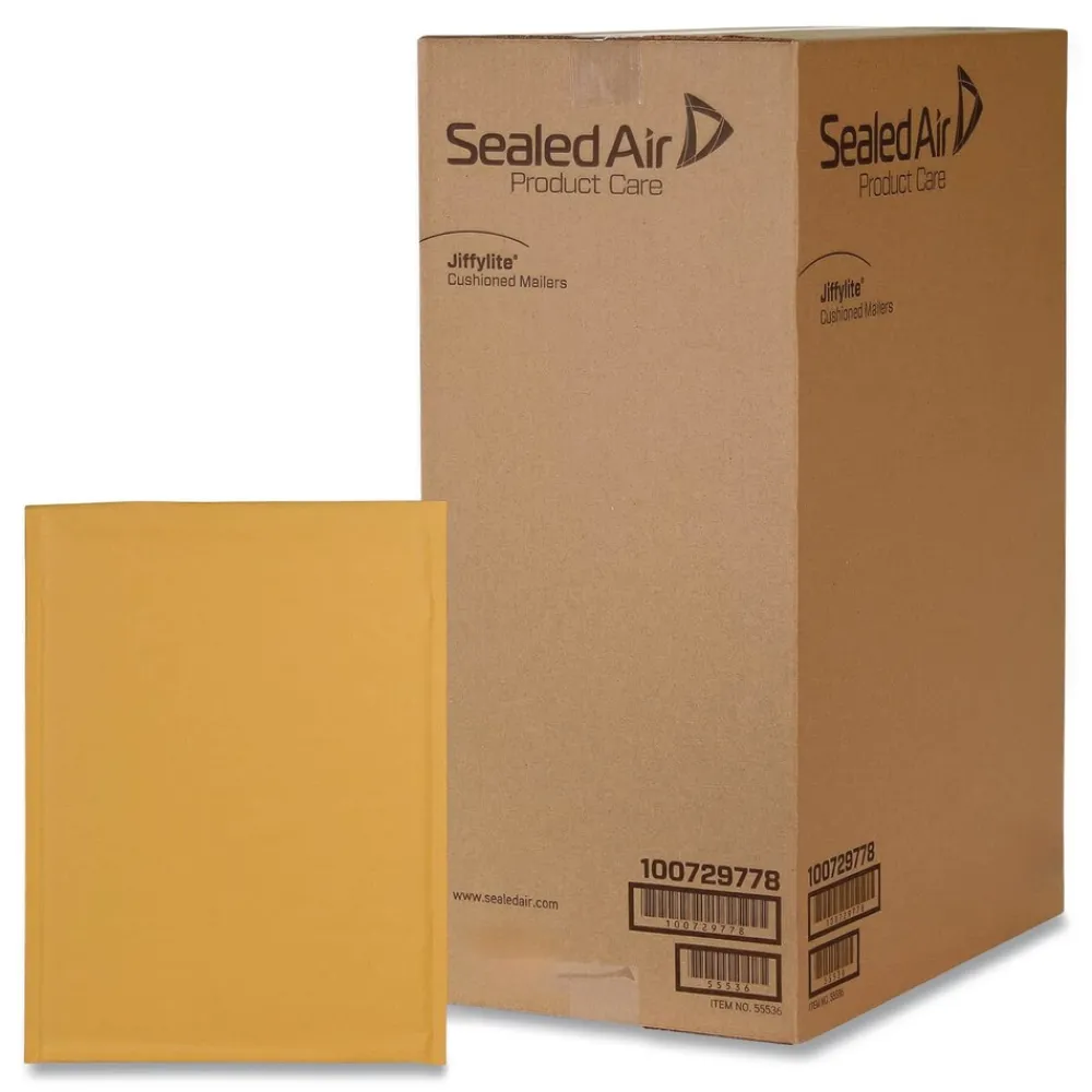 Jiffylite #3 Barrier Bubble Air Cell Cushion Self-Adhesive Closure Self-Seal 8.5 in. x 14.5 in. Bubble Mailer - Brown Kraft (100/Carton) Mailing, Packing & Shipping