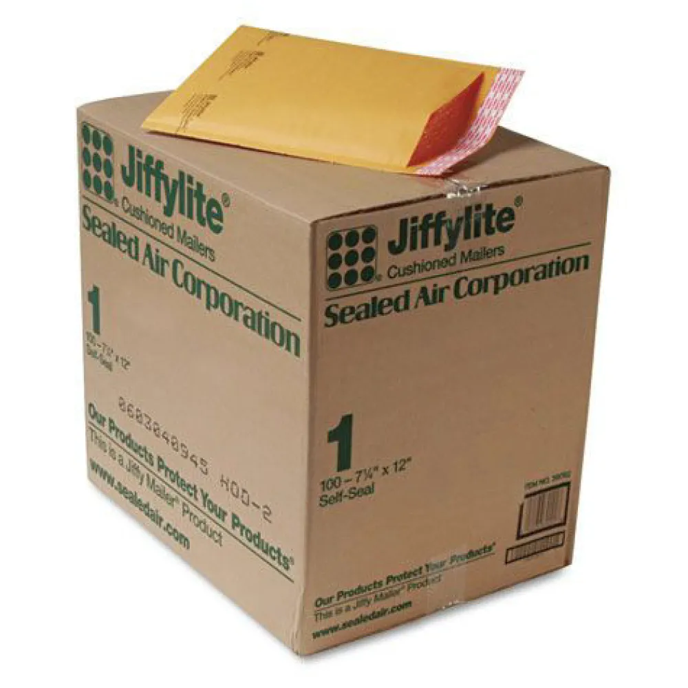 Discount Jiffylite 7.25 in. x 12 in. No. 1 Barrier Bubble Air Cell Cushion Self-Seal Bubble Mailer - Brown Kraft (100/Carton) Mailing, Packing & Shipping