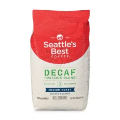 Hot 12420877 12 oz Bag Decaffeinated Medium Roast Ground Coffee - Port Side Blend (6/Carton) Food And Snacks