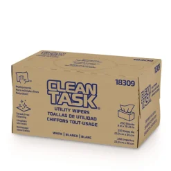 Clearance 1-Ply 9 x 10.25 Clean Task Utility Wipers - White (24/Carton) Cleaning & Janitorial Supplies