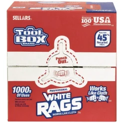 Hot 1-Ply 9.8 x 12 TOOLBOX Rags - White (6/Carton) Cleaning & Janitorial Supplies