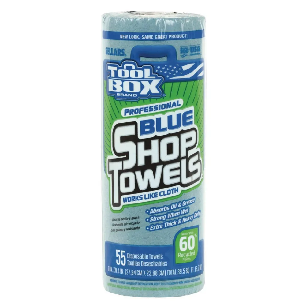 Outlet 1-Ply 11 x 9.4 TOOLBOX Shop Towels - Blue (30/Carton) Cleaning & Janitorial Supplies