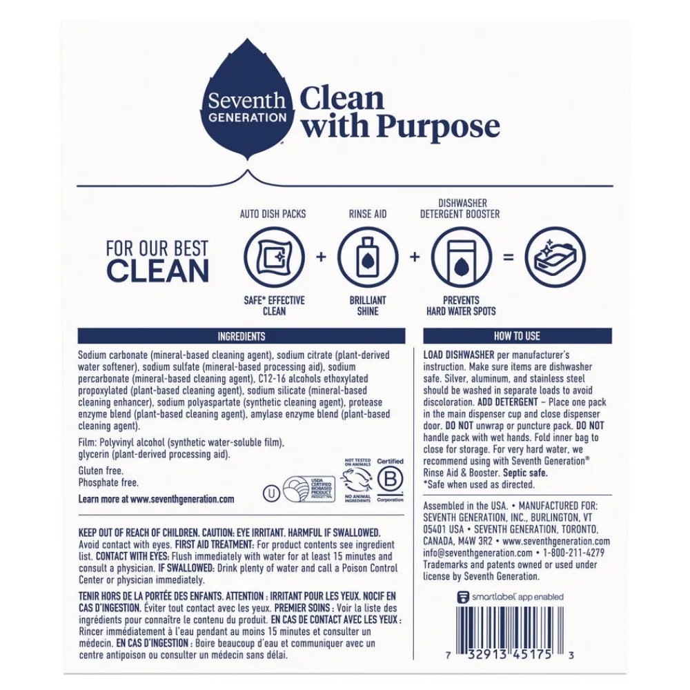 Hot 10732913451804 Natural Automatic Dishwasher Detergent Packs - Free and Clear Cleaning & Janitorial Supplies