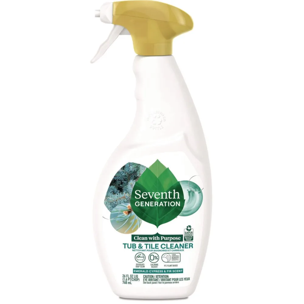 Online 26 oz Tub and Tile Cleaner Spray Bottle - Emerald Cypress and Fir Scent (8/Carton) Cleaning & Janitorial Supplies