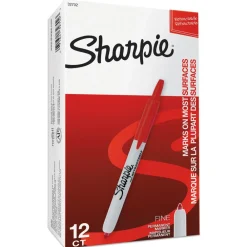 New Fine Bullet Tip Retractable Permanent Marker - Red (1-Dozen) Pens, Pencils & Markers