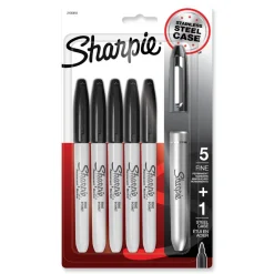 Sale Fine Bullet Tip Stainless Steel Single Marker Case Permanent Marker - Black (6/Pack) Pens, Pencils & Markers