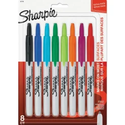 Discount Retractable Permanent Marker - Assorted Colors/Fine Bullet Tip (8/Set) Pens, Pencils & Markers