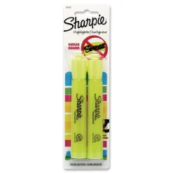 Tank-Style Chisel Tip Highlighters - Fluorescent Yellow Ink/Yellow Barrel (2/Pack) Pens, Pencils & Markers
