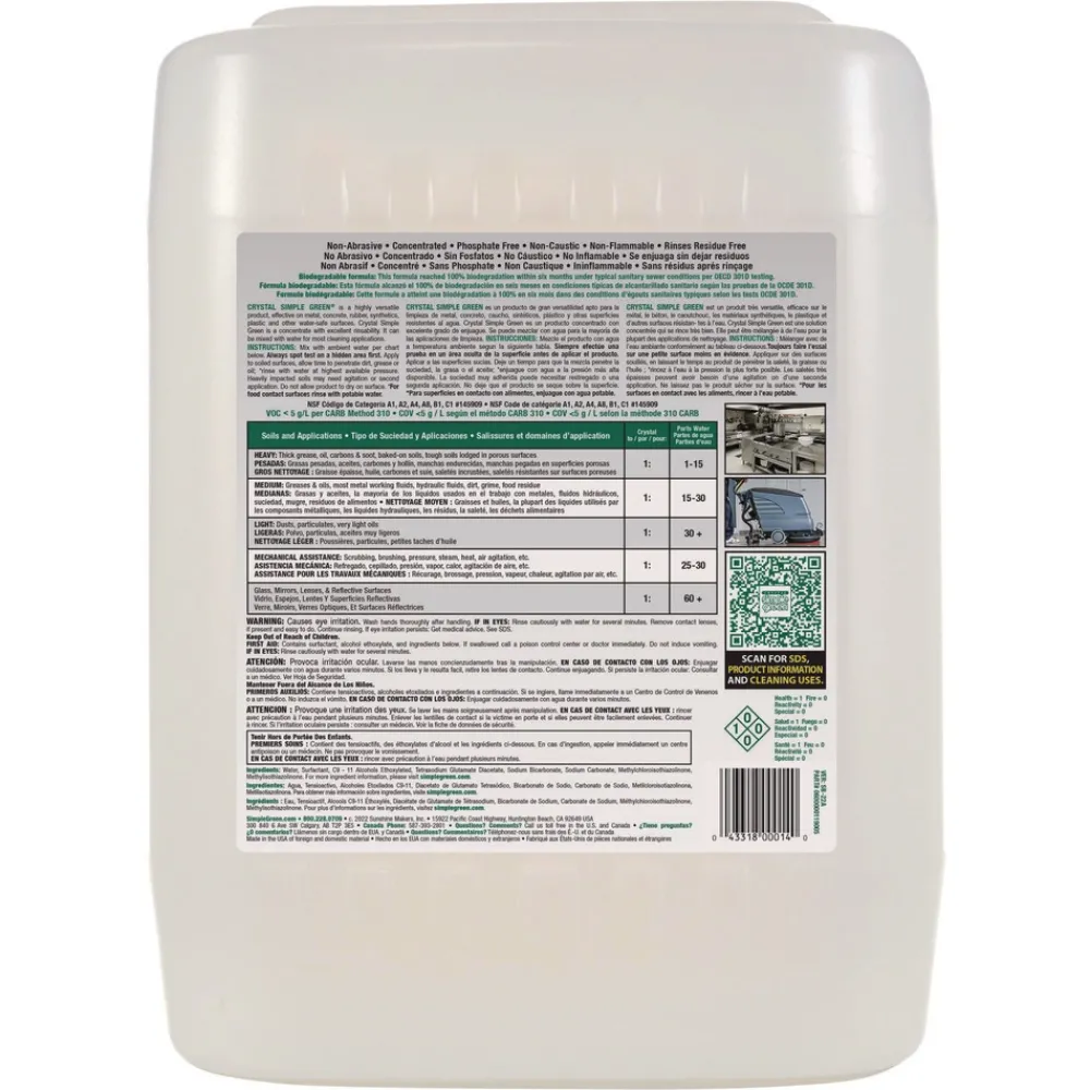 Clearance Crystal 5-Gallon Industrial Cleaner/Degreaser Pail Cleaning & Janitorial Supplies