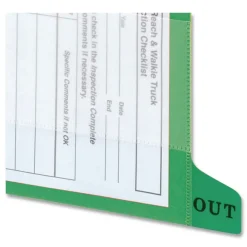 Sale 61952 1/3-Cut End Tab Out 8.5 in. x 11 in. Colored Poly Out Guides with Pockets - Green (25/Box) Filing & Folders