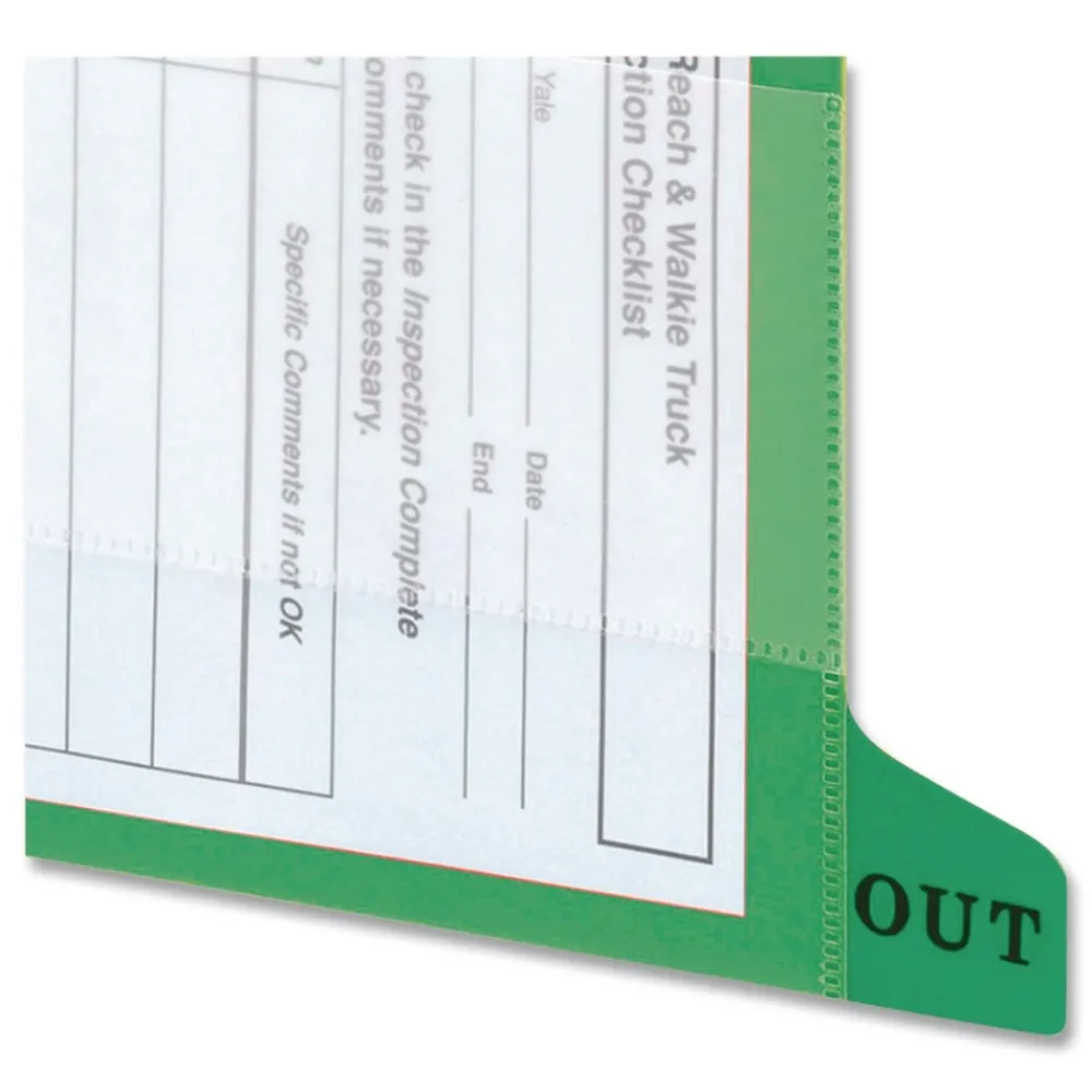 Sale 61952 1/3-Cut End Tab Out 8.5 in. x 11 in. Colored Poly Out Guides with Pockets - Green (25/Box) Filing & Folders