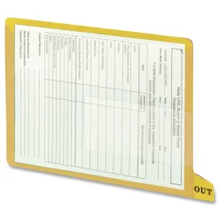 Clearance 61956 1/3-Cut End Tab Out 8.5 in. x 11 in. Colored Poly Out Guides with Pockets - Yellow (25/Box) Filing & Folders