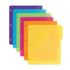 Sale 89421 1/3-Cut Tabs 11.25 in. x 9.75 in. Three-Ring Binder Poly Index Dividers with Pocket - Assorted Colors (30/Box) Binders & Binding Supplies