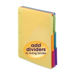 Sale 89421 1/3-Cut Tabs 11.25 in. x 9.75 in. Three-Ring Binder Poly Index Dividers with Pocket - Assorted Colors (30/Box) Binders & Binding Supplies
