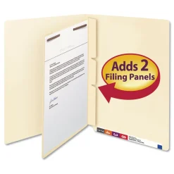 1 Fastener Letter Size Self-Adhesive Folder Dividers with Twin-Prong Fasteners for Top/End Tab Folders - Manila (100/Box) Filing & Folders