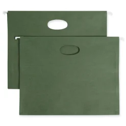 Hot 3.5 in. Capacity 1 Section 100 Percent Recycled Hanging Pockets with Full-Height Gusset - Standard Green/Letter Size (10/Box) Filing & Folders