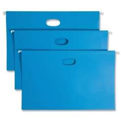 Online 3 in. Capacity 1/5-Cut Tabs 1 Section Legal Size Hanging Pockets with Full-Height Gusset - Sky Blue (25/Box) Filing & Folders