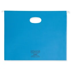 Outlet 2 in. Capacity 1/5-Cut Tabs 1 Section Letter Size Hanging Pockets with Full-Height Gusset - Sky Blue (25/Box) Filing & Folders