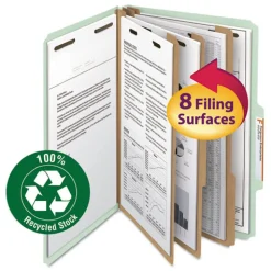 Sale 3 in. Expansion 3 Dividers 8 Fasteners Legal Size Recycled Pressboard Classification Folders - Gray-Green (10/Box) Filing & Folders