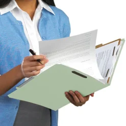 Sale 3 in. Expansion 3 Dividers 8 Fasteners Legal Size Recycled Pressboard Classification Folders - Gray-Green (10/Box) Filing & Folders