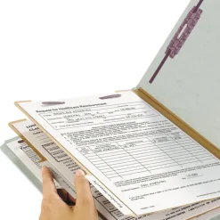 Clearance 2 in. Expansion 2 Divider Legal Size 6 SafeSHIELD Fasteners End Tab Pressboard Classification Folders - Gray-Green (10/Box) Filing & Folders