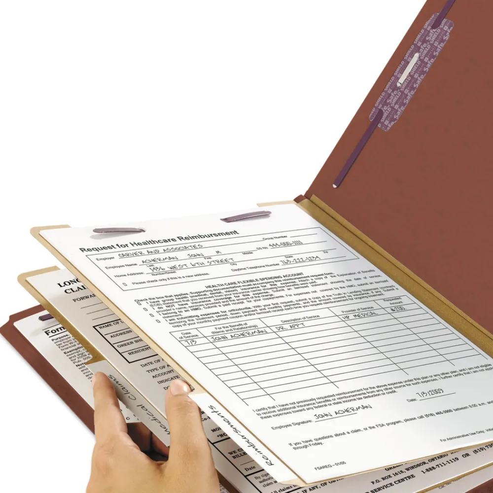 Hot 2 in. Expansion 2 Divider Legal Size 6 SafeSHIELD Fasteners End Tab Pressboard Classification Folders - Red (10/Box) Filing & Folders