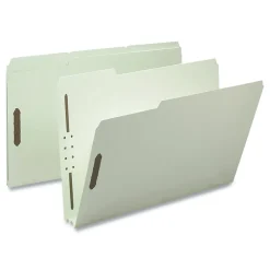 3 in. Expansion 2 Fasteners Legal Size Recycled Pressboard Fastener Folders - Gray-Green Exterior (25/Box) Filing & Folders