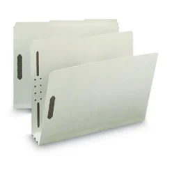 Hot 3 in. Expansion 2 Fasteners Letter Size Recycled Pressboard Fastener Folders - Gray-Green Exterior (25/Box) Filing & Folders