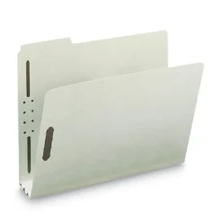 Hot 3 in. Expansion 2 Fasteners Letter Size Recycled Pressboard Fastener Folders - Gray-Green Exterior (25/Box) Filing & Folders
