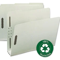 Hot 3 in. Expansion 2 Fasteners Letter Size Recycled Pressboard Fastener Folders - Gray-Green Exterior (25/Box) Filing & Folders