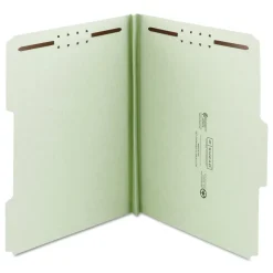 Best 1 in. Expansion 2 Fasteners Legal Size Recycled Pressboard Fastener Folders - Gray-Green Exterior (25/Box) Filing & Folders