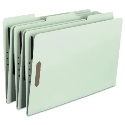 Best 1 in. Expansion 2 Fasteners Legal Size Recycled Pressboard Fastener Folders - Gray-Green Exterior (25/Box) Filing & Folders