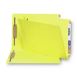 New 0.75 in. Expansion 2 Fasteners Legal Size Heavyweight Colored End Tab Fastener Folders - Yellow Exterior (50/Box) Filing & Folders
