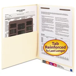 Clearance 0.75 in. Expansion 1 Fastener Letter Size Interior Front-Cover Pocket Heavyweight End Tab Fastener Folders - Manila (50/Box) Filing & Folders
