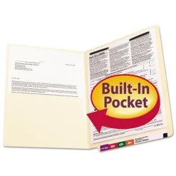 Clearance 0.75 in. Expansion 1 Fastener Letter Size Interior Front-Cover Pocket Heavyweight End Tab Fastener Folders - Manila (50/Box) Filing & Folders