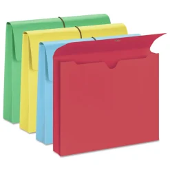 Sale 2 in. Expansion 1 Section Letter Size Elastic Cord Closure Expanding Wallet - Assorted Colors (50/Box) Filing & Folders