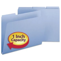 Online 1 in. Expansion Assorted 1/3-Cut Tabs Letter Size Expanding Recycled Heavy Pressboard Folders - Blue (25/Box) Filing & Folders
