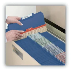 Outlet 1 in. Expansion Assorted 1/3-Cut Tabs Letter Size Expanding Recycled Heavy Pressboard Folders - Dark Blue (25/Box) Filing & Folders