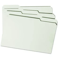Best 2 in. Expansion Assorted 1/3-Cut Tabs Legal Size Expanding Recycled Heavy Pressboard Folders - Gray-Green (25/Box) Filing & Folders