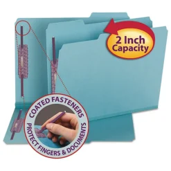 Sale 2 in. Expansion Colored Pressboard Folders with 2 SafeSHIELD Coated Fasteners - Letter Size/Blue (25/Box) Filing & Folders